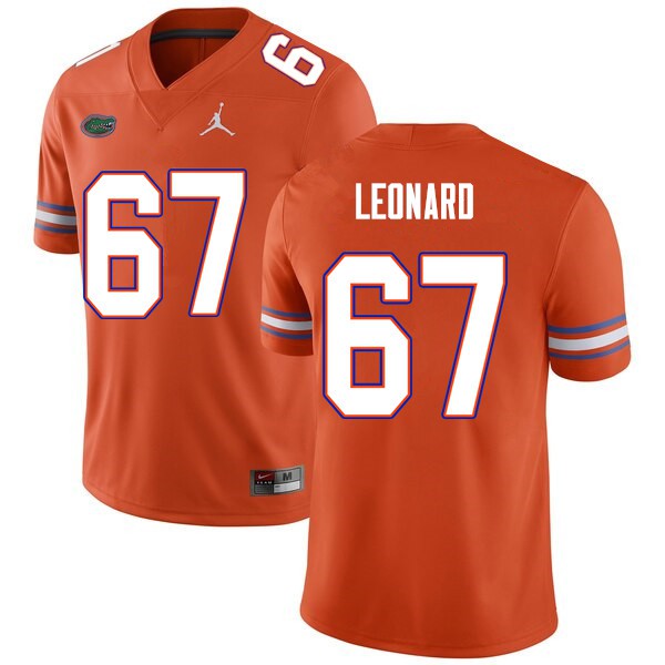 Men #67 Richie Leonard Florida Gators College Football Jersey Orange